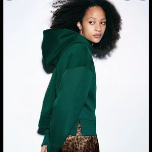 Zara | Tops | Zara Hoodie Ribbed Sweatshirt Green Size L | Poshmark
